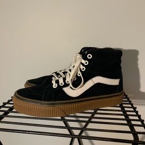 VANS high top black with brown gum sole